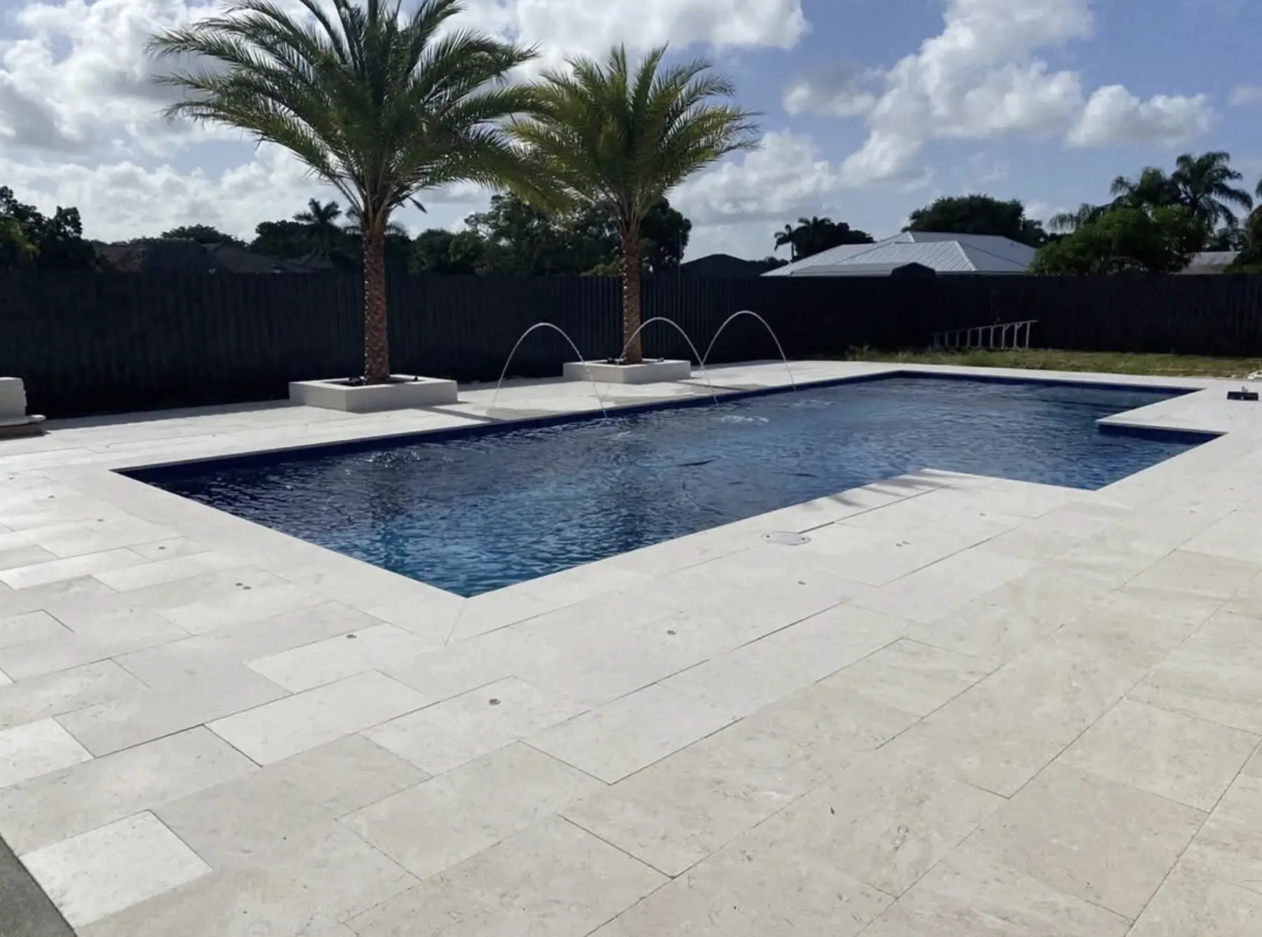 Tropical pool with custom water features